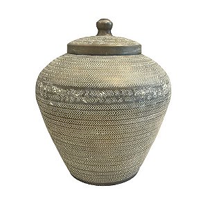 POTE COM TAMPA EM WHITE METAL IMPORTADO D32CM X A35CM
