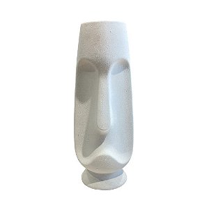 MORINGA CERÂMICA BRANCA MOAI PEQUENA D13CM X A36CM