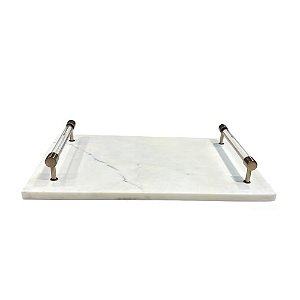 BANDEJA EM MÁRMORE BRANCO L40CM X A7CM