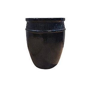 VASO VIETNAMITA CERÂMICA IMPORTADO BUDAPESTE PRETO PEQUENO D25CM X A32CM
