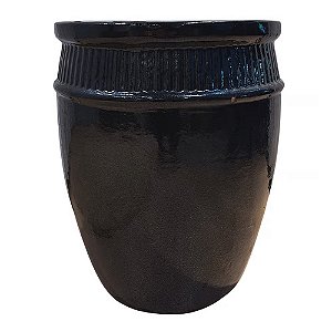 VASO VIETNAMITA CERÂMICA IMPORTADO BUDAPESTE PRETO GRANDE D55CM X A70CM