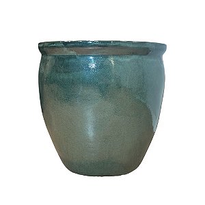 VASO VIETNAMITA CERÂMICA IMPORTADO ARGÉLIA MOSS GREEN MÉDIO D50CM X A50CM