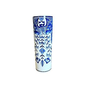 PORTA GUARDA-CHUVA PORCELANA RENDA CELESTE AZUL BRANCO PEQUENO D11 X A33CM