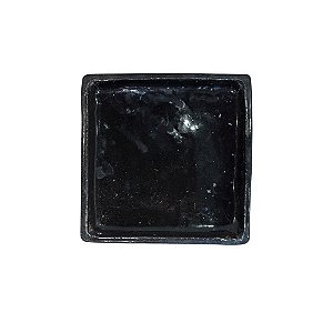 BANDEJA EM CERÂMICA QUADRADA ESMALTADA IMPORTADA PRETA D22CM X A04CM