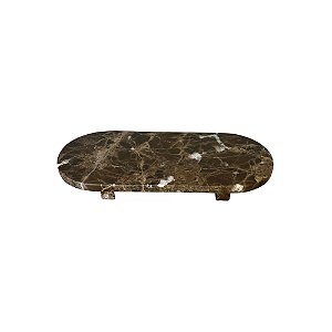 BANDEJA OVAL EM MÁRMORE MARROM IMPERIAL L35CM X A03CM X P15CM