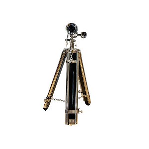 TELESCÓPIO TRIPÉ DE METAL COM DETALHES EM MADEIRA D36CM X A44CM