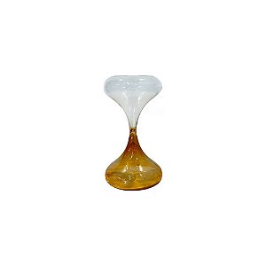 AMPULHETA EM VIDRO BICOLOR  TRANSPARENTE E MOSTARDA IMPORTADA (25 MINUTOS) D09CM X A19CM