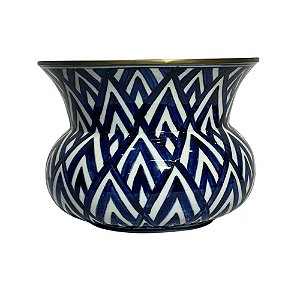 CACHEPOT AZUL E BRANCA GOLDEN MEMORIES IMPORTADO D19CM X A14CM