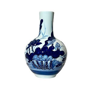 POTICHE ANTIQUÁRIO ARTESANAL EM CERÂMICA PINTADO A MÃO BUNGA D14CM X A15CM