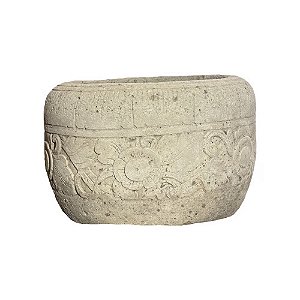 VASO BALI EM PEDRA ESCULPIDA BARONG  D100CM X A60CM