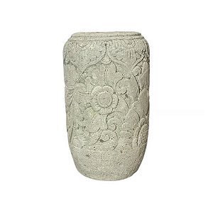 VASO BALI EM PEDRA ESCULPIDA RANGDA D50CM X A90CM