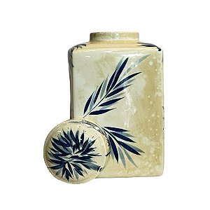 POTICHE IMPORTADO PORCELANA AZUL E BRANCA ALBERO GRANDE D24CM X A48CM