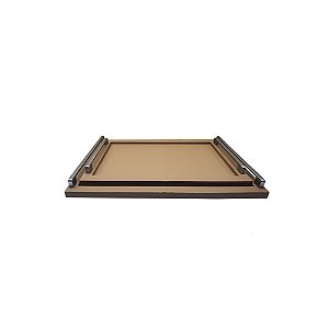 CJ DE BANDEJAS EM METAL E COURO MARROM 2PC