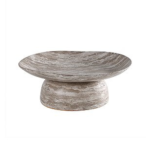 CENTRO DE MESA DECORATIVO EM CERAMICA CINZA MARMORIZADO