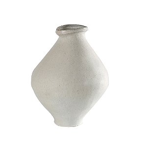 VASO DECORATIVO EM CERAMICA BRANCO COM DETALHES BEGE