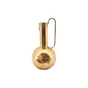 VASO DECORATIVO COM ALCA EM METAL DOURADO