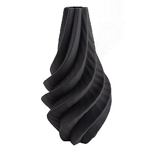 VASO DECORATIVO EM CERAMICA PRETO 3D 18CM X 18CM X 35,5CM
