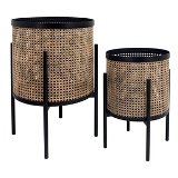 CONJ. DE CACHEPOTS DE METAL COM BASE - 2PCS G:36CM X 36CM X