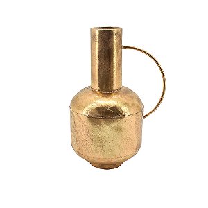 VASO DECORATIVO COM ALCA EM METAL DOURADO