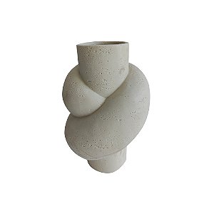 VASO DECORATIVO EM RESINA BEGE TEXTURIZADO