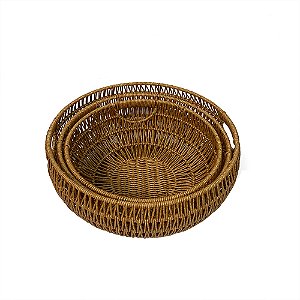 CJ DE CESTAS EM FIBRA SINTETICA NATURAL 3PCS
