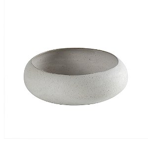 CENTRO DE MESA EM CERAMICA BRANCO COM DETALHES BEGE