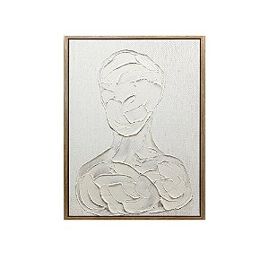 QUADRO DECORATIVO COM DETALHES EM RELEVO BRANCO