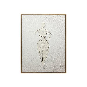 QUADRO DECORATIVO COM DETALHES EM RELEVO BRANCO