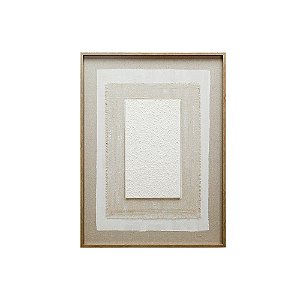 QUADRO DECORATIVO EM LINHO E DETALHE 3D BEGE E BRANCO