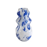 VASO DE VIDRO COM MANCHAS AZUIS E BRANCAS