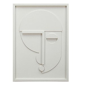 QUADRO DECORATIVO EM MADEIRA 3D BRANCO 50X70X2.5