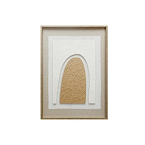 QUADRO DECORATIVO EM LINHO E DETALHE 3D BEGE E BRANCO
