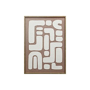 QUADRO DECORATIVO EM LINHO E DETALHE 3D CINZA E BRANCO