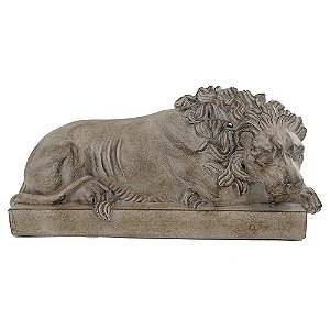 LEAO DECORATIVO EM RESINA BEGE 30,5CM X 13CM X 13,8CM