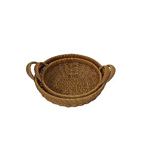 CJ DE CESTAS EM FIBRA SINTETICA NATURAL 2PCS