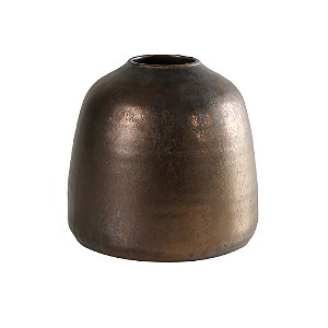 VASO DECORATIVO EM CERAMICA MARROM E PRETO