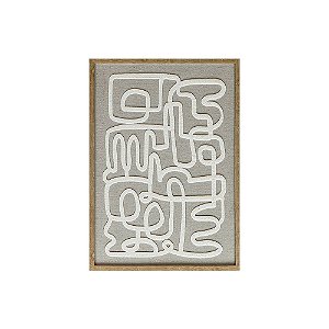 QUADRO DECORATIVO EM LINHO E DETALHE 3D CINZA E BRANCO