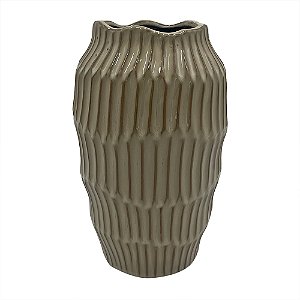 VASO DECORATIVO EM CERAMICA - CAQUI ESCURO - 15X15X26CM