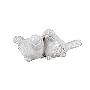 PASSAROS DECORATIVOS EM CERAMICA BRANCO
