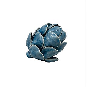 FLOR DECORATIVA EM CERAMICA AZUL