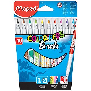 Canetinha Brush Pen Color Peps 10 Cores Maped