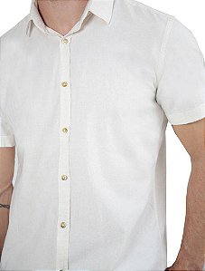 CAMISA MANGA CURTA SLIM FIT LINHO AREIA