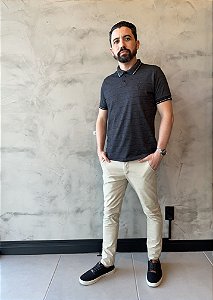 POLO JACQUARD QUADRILE PRETA