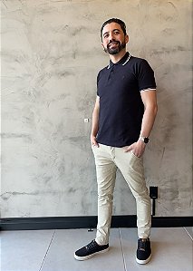 Polo Piquet Algodão Com Elastano Gold Preta
