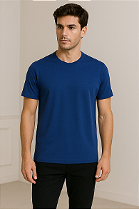 CAMISETA PIMA PREMIUM ALGODAO PERUANO AZUL ROYAL