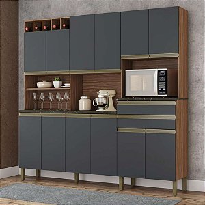 Kit Cozinha Compacta Malbec Prime - 12 Pt e 2 Gv - Sevilha e Chumbo - RONIPA