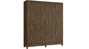 Guarda-Roupa Casal Panamá 6 Portas 2 Gavetas Castanho Wood