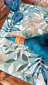 Americano impermeável tropical azul - Folhas vibrantes