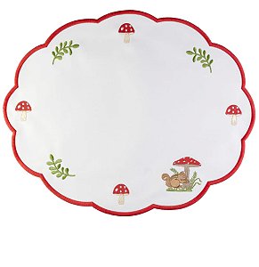 Americano Bordado Cogumelos e Esquilo