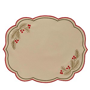 Jogo Americano Bege Ramos Natalinos Impermeável